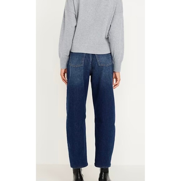 Old Navy Women High-Waisted Wow Barrel Leg Ankle Jeans Blue Medium Wash 16 - Picture 2 of 12